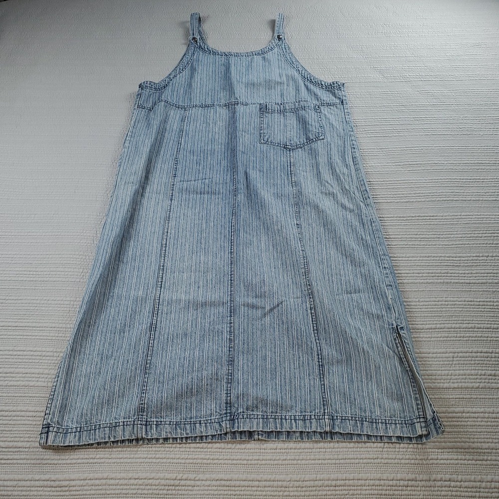 Vintage Denim Overall Dress Premier International Striped 90s Y2K